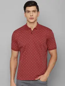 Louis Philippe Men Red Printed Polo Collar T-shirt