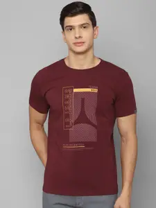Louis Philippe Jeans Men Maroon Printed Slim Fit T-shirt