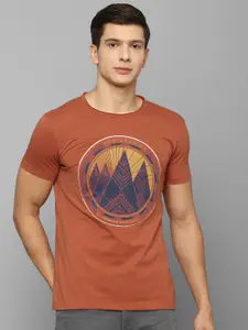 Louis Philippe Jeans Men Orange Printed Slim Fit T-shirt