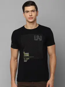Louis Philippe Jeans Men Black Typography Printed Slim Fit Cotton T-shirt