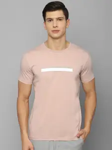 Louis Philippe Sport Men Pink Solid Pure Cotton Slim Fit T-shirt