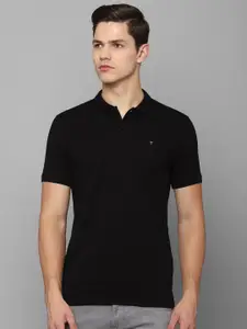 Louis Philippe Sport Men Black Polo Collar Slim Fit T-shirt