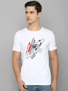 Louis Philippe Sport Men White Typography Printed Slim Fit T-shirt