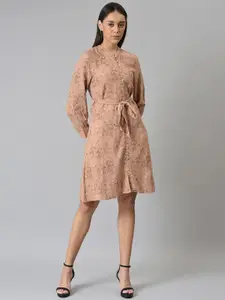 W Pink Printed Shirt Dress