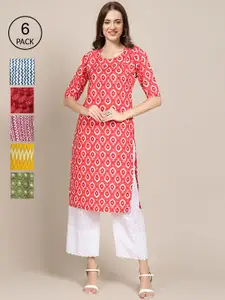 7Threads Women Multicoloured Geometric Printed Crepe Kurta