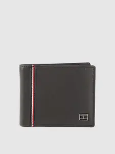 Tommy Hilfiger Men Black Leather Two Fold Wallet