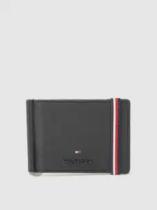 Tommy Hilfiger Men Black Textured Leather Money Clip