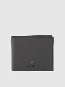 Tommy Hilfiger Men Black Textured Leather Two Fold Wallet
