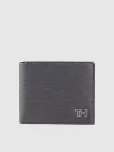 Tommy Hilfiger Men Grey Textured Leather Two Fold Wallet