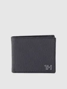 Tommy Hilfiger Men Navy Blue Printed Leather Two Fold Wallet