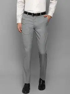 Louis Philippe Men Grey Solid Slim Fit Trousers