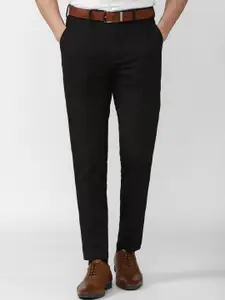 Peter England Men Black Checked Slim Fit Formal Trouser