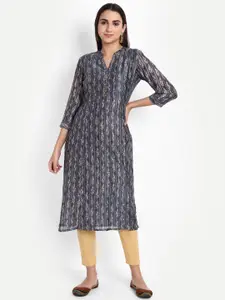 SUTI Women Blue Ethnic Motifs Printed Kurta