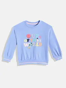 mothercare Girls Blue Solid Cotton Round Neck Sweatshirt