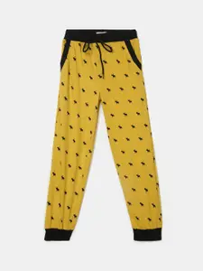 V-Mart Boys Mustard-Yellow Printed Cotton Lounge Pant