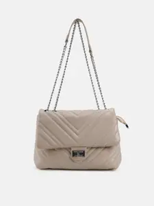 Kazo Grey Textured PU Structured Handbags