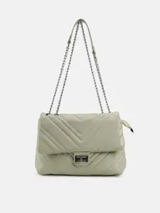Kazo Green Textured PU Structured Handbags