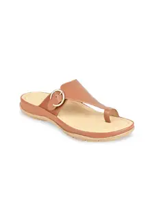 Rocia Women Tan One Toe Flats with Buckles