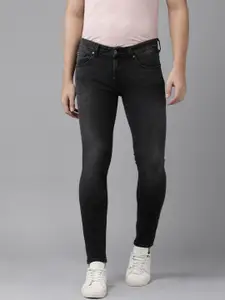 SPYKAR Men Black Super Skinny Fit Low-Rise Light Fade Stretchable Jeans