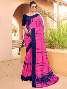 Mitera Pink & Blue Tie and Dye Art Silk Saree