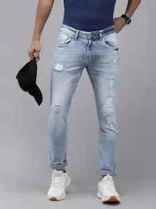 SPYKAR Men Skinny Fit Low-Rise Highly Distressed Heavy Fade Stretchable Jeans
