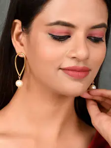 Silvermerc Designs Gold-Toned Gold-Plated Contemporary Drop Earrings
