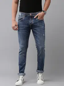SPYKAR Men Slim Fit Low-Rise Mildly Distressed Light Fade Stretchable Jeans