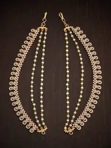 Kushal's Fashion Jewellery Gold-Toned & White Bridal Matil