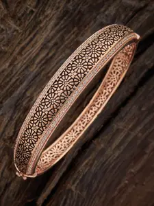 Kushal's Fashion Jewellery Rose Gold-Plated White CZ Studded Kada Bangle