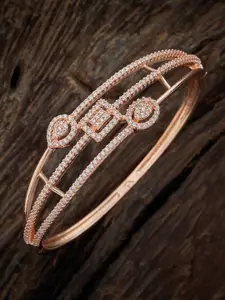 Kushal's Fashion Jewellery Rose Gold-Plated White CZ Studded Adjustable Bangle