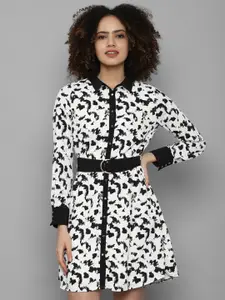 Allen Solly Woman White & Black Printed Shirt Dress