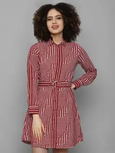 Allen Solly Woman Maroon & White Printed Shirt Dress