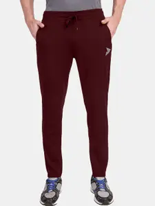 FITINC Men Maroon Solid Slim-Fit Antimicrobial Track Pants