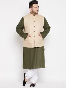 VASTRAMAY Size Men Olive Green Kurta with Pyjamas