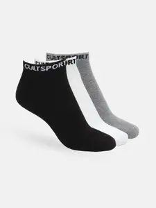Cultsport Men Pack Of 3 Solid Low-Cut Ankle-Length Socks