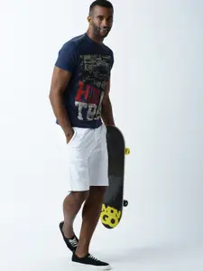 Huetrap Men Navy Printed Round Neck T-shirt