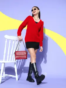 Berrylush Women Stunning Red Cable Knit Knits Bits Sweater