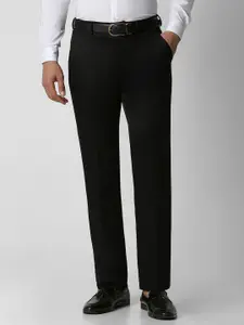 V Dot by Van Heusen Men Black Skinny Fit Solid Formal Trousers