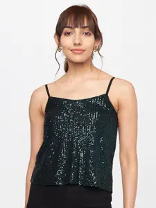 AND Teal Embellished Sequinned Tank Top