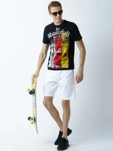 Huetrap Men Black Printed Round Neck T-shirt