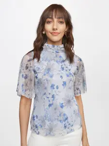 AND Women Blue Floral Printed Top