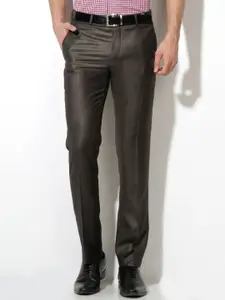 Van Heusen Men Brown Slim Fit Solid Formal Trousers