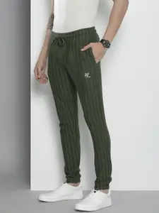 The Indian Garage Co Men Olive Striped Joggers
