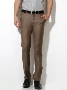 Van Heusen Men Brown Slim Fit Solid Formal Trousers