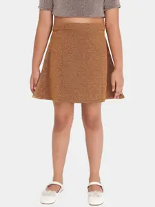 YK Girls Gold-Colored Solid A-Line Party Mini Skirts