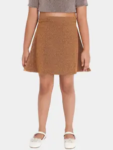 YK Girls Gold-Colored Solid A-Line Party Mini Skirts