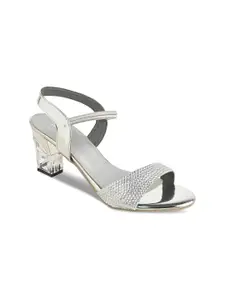 Rocia Women Silver-Toned Embellished Party Block Heels
