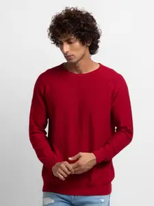 SPYKAR Pure Cotton Solid Round Neck Pullover Sweater