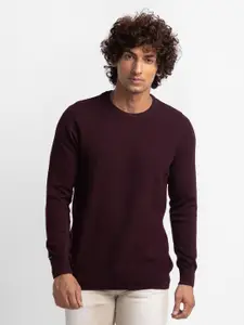 SPYKAR Pure Cotton Round Neck Cable Knit Pullover Sweater