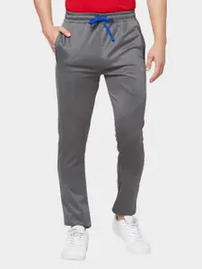 SPORTO Men Charcoal-Grey Solid Slim-Fit Cotton Track Pants